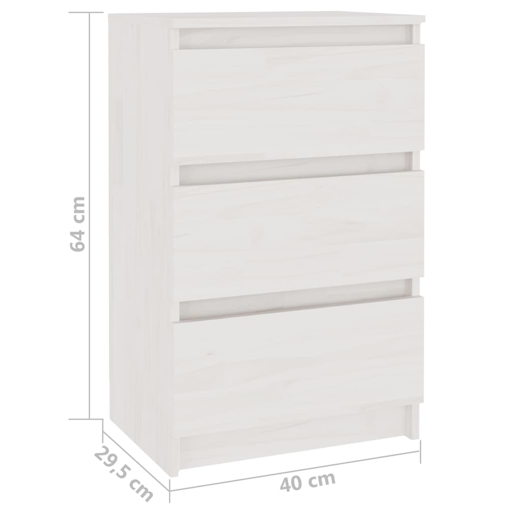 Nachtkastje 40X29,5X64 Cm Massief Grenenhout 1 Wit