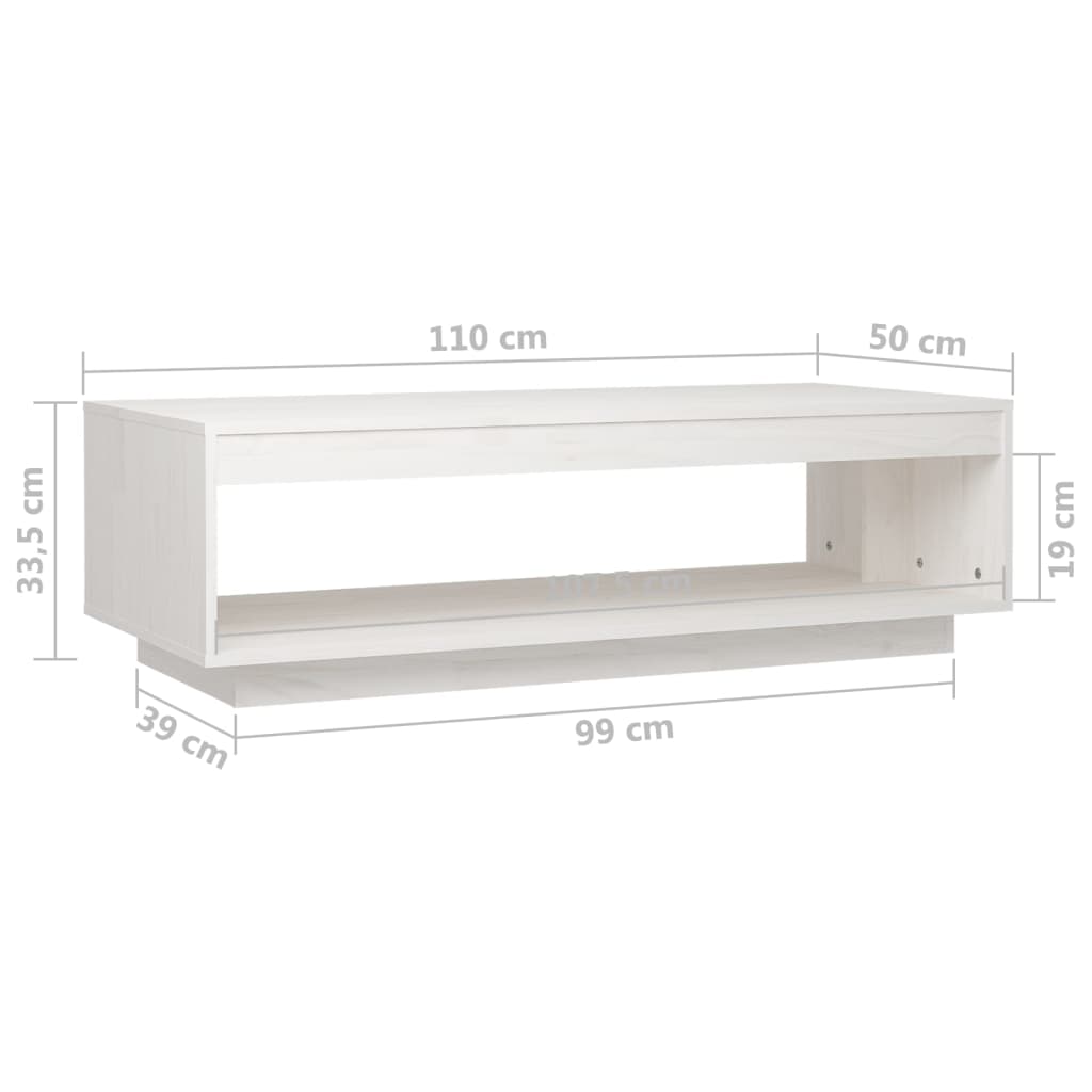 Salontafel 110X50X33,5 Cm Massief Grenenhout Wit