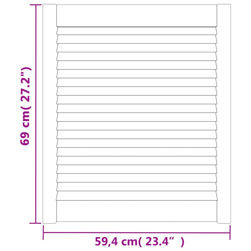 Kastdeuren met lamellen 2 st 69x59,4 cm massief grenenhout 2 69 x 59.4 cm Naturel
