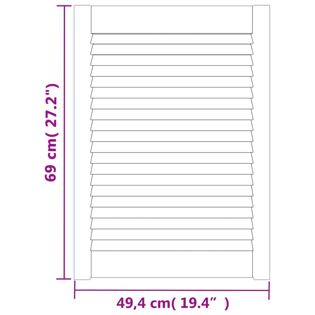 Kastdeur met lamellen 69x49,4 cm massief grenenhout wit 1 69 x 49.4 cm Wit