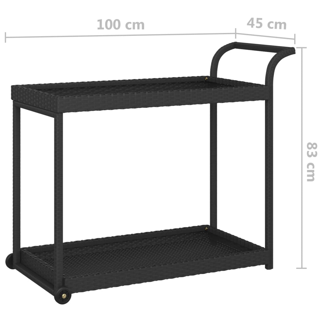 Serveerwagen 100X45X83 Cm Poly Rattan Zwart