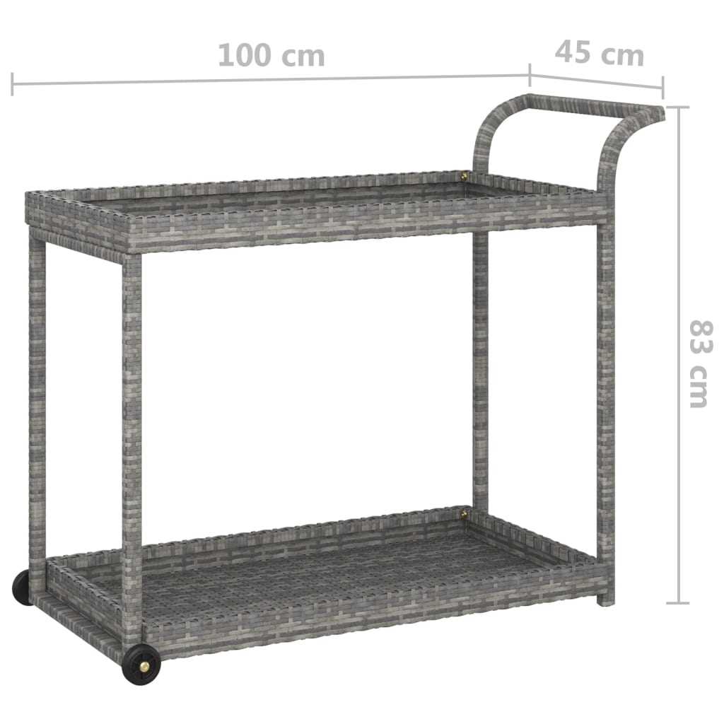 Serveerwagen 100X45X83 Cm Poly Rattan Grijs