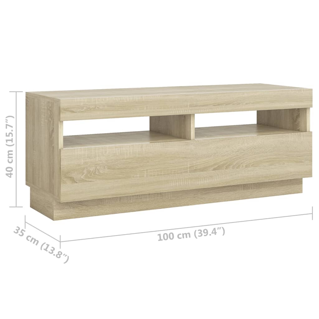 Tv-Meubel Met Led-Verlichting 300X35X40 Cm Kleurig Sonoma eiken