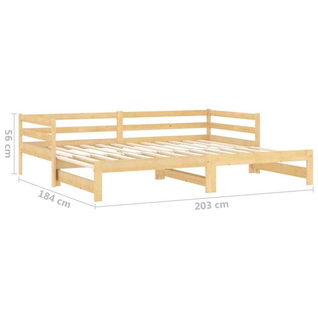 Slaapbank Uitschuifbaar Massief Grenenhout 2X(90X200) Cm Naturel
