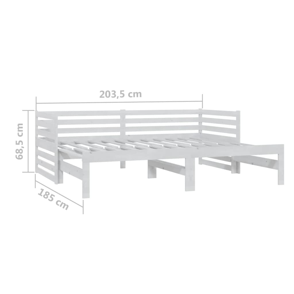Bedbank Uitschuifbaar Massief Grenenhout 2X(90X200) Cm Wit