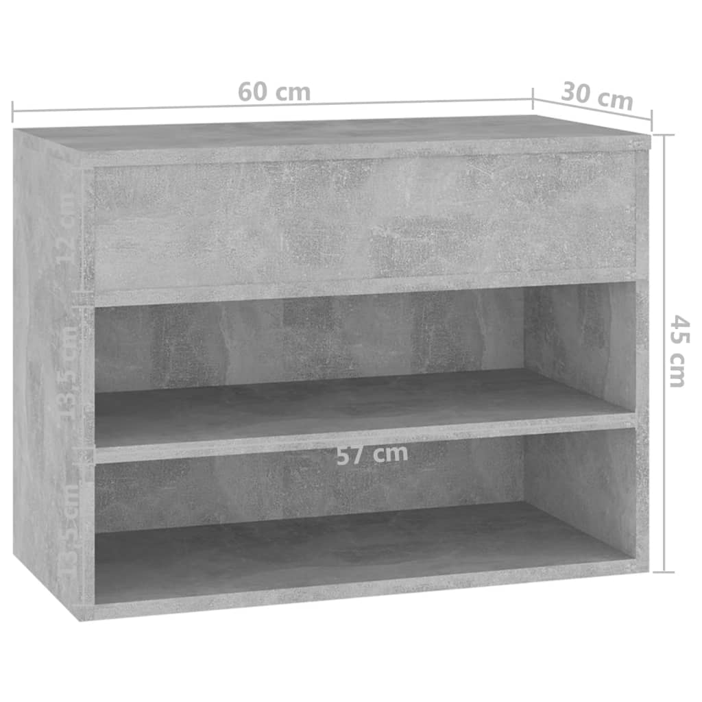 Schoenenbank 60X30X45 Cm Spaanplaat Betongrijs