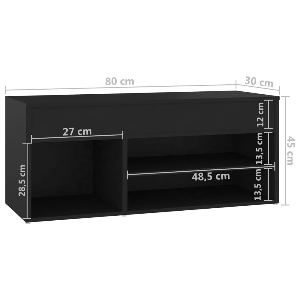 Schoenenbank 80X30X45 Cm Spaanplaat Zwart