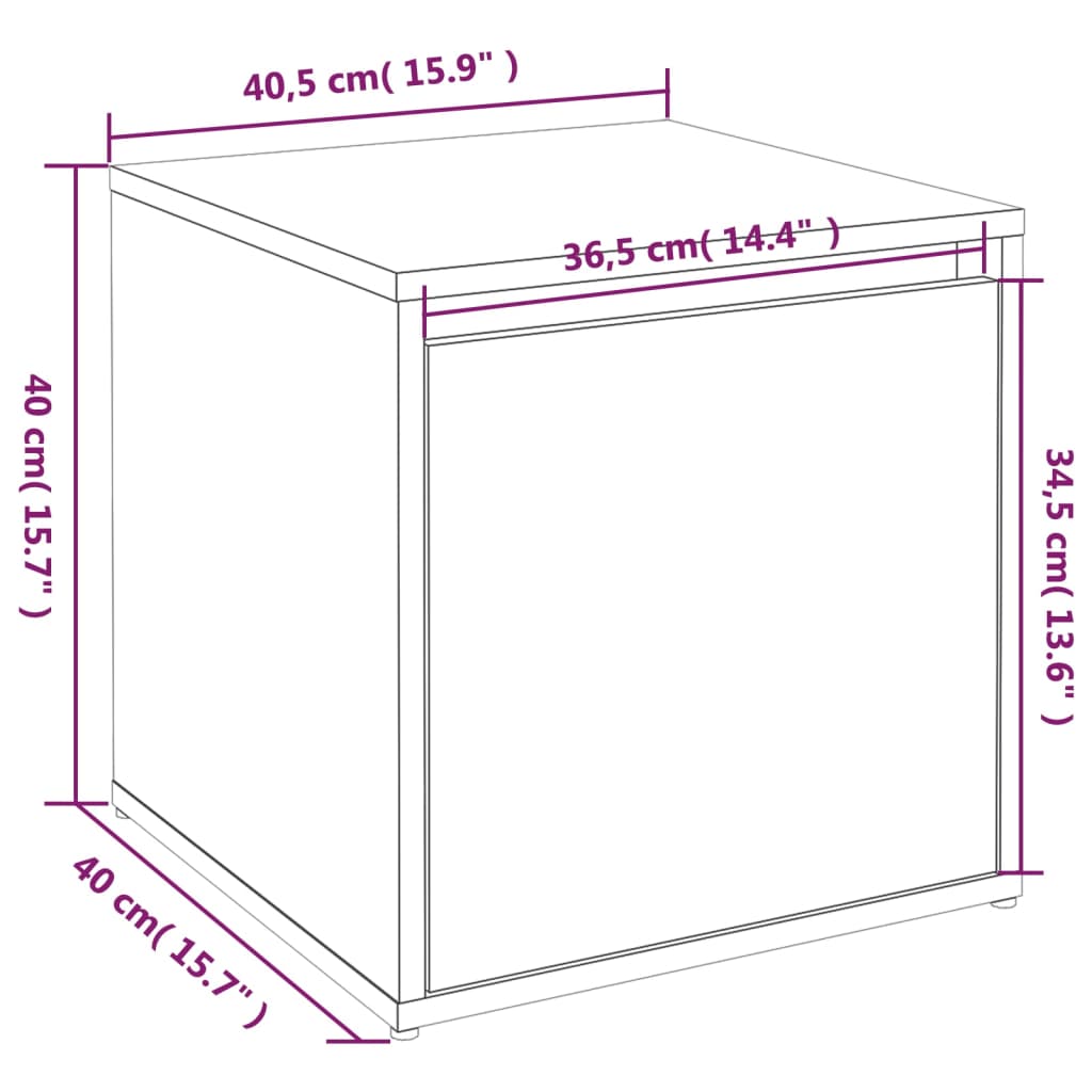 Opbergbox Met Lade 40,5X40X40 Cm Bewerkt Hout Betongrijs