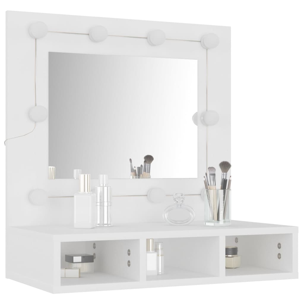 Spiegelkast Met Led-Verlichting 60X3,5X62 Cm Wit