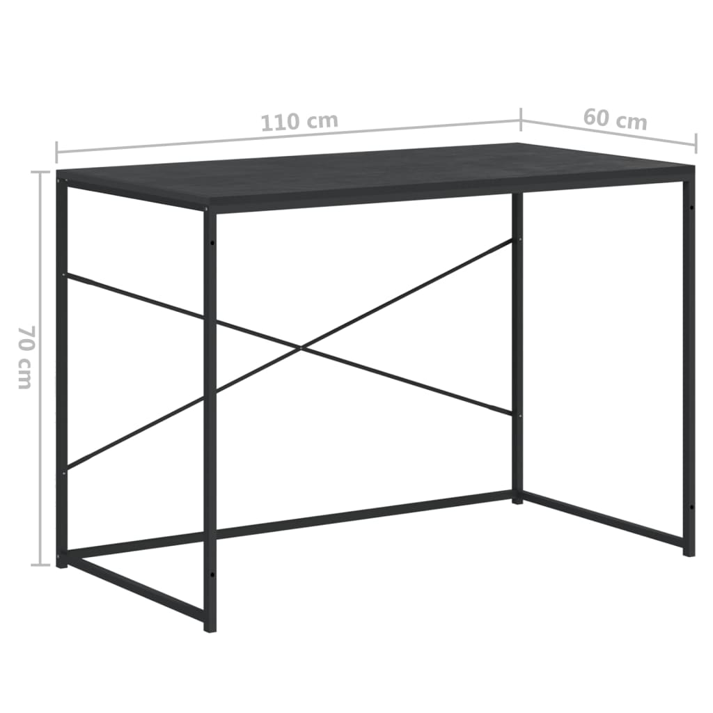 Computerbureau 110x60x70 cm bewerkt hout zwart