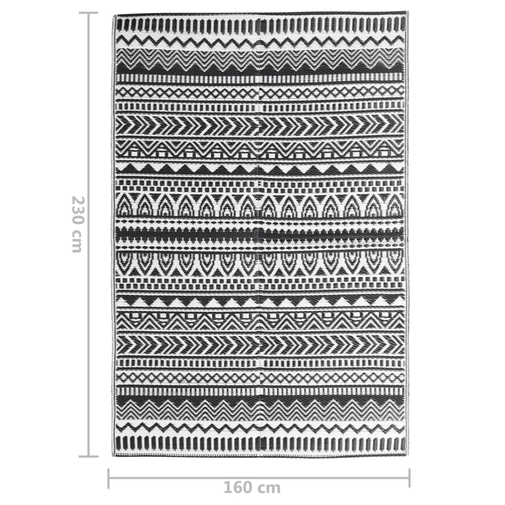 Buitenkleed Polypropeen 160 x 230 cm Zwart en wit