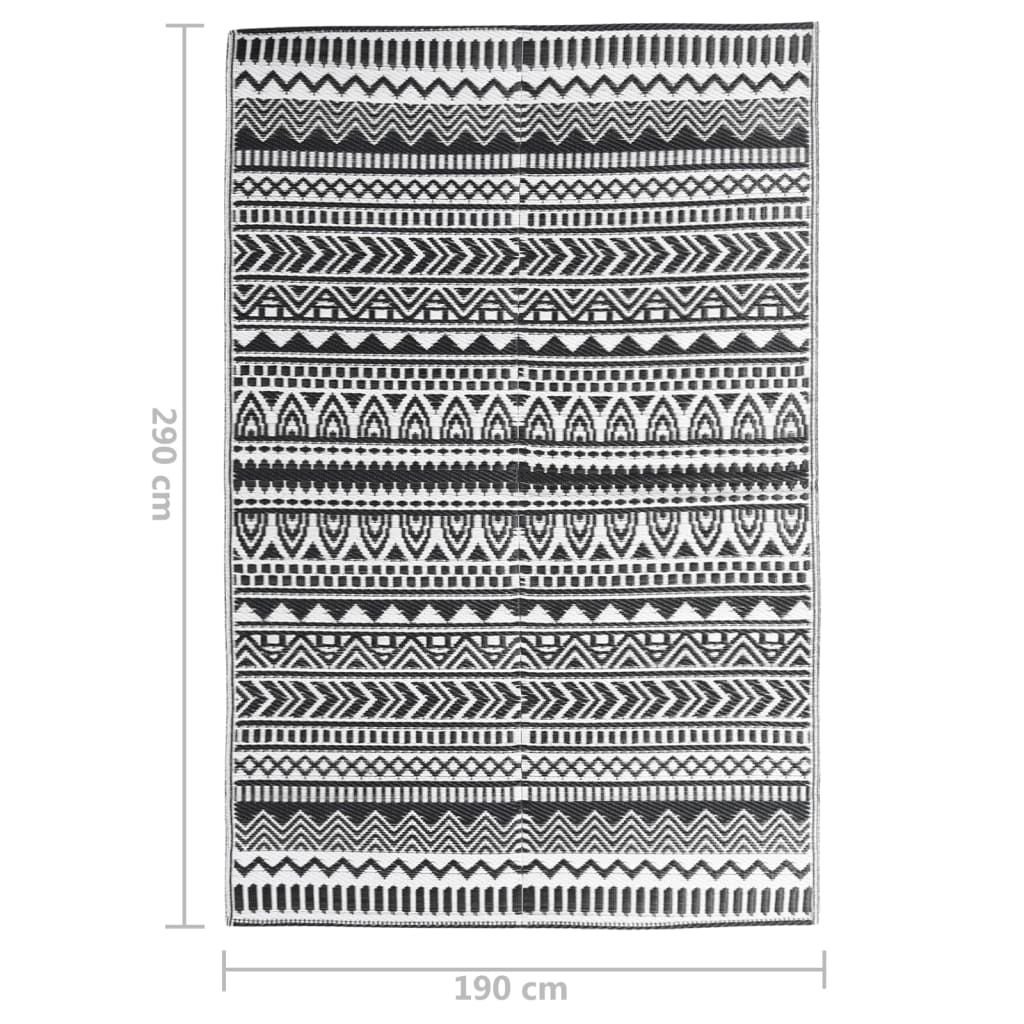 Buitenkleed Polypropeen 190 x 290 cm Zwart en wit