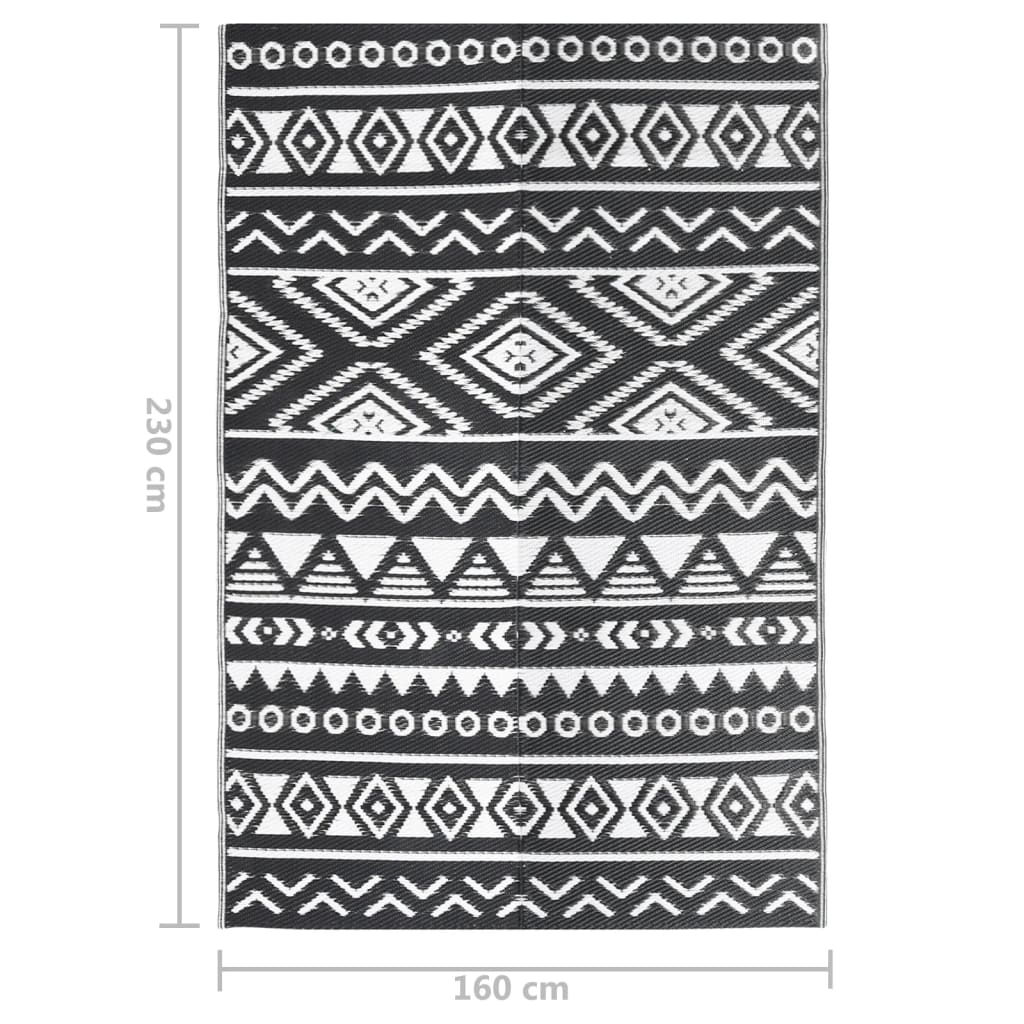 Buitenkleed Polypropeen Zwart 160 x 230 cm black pattern