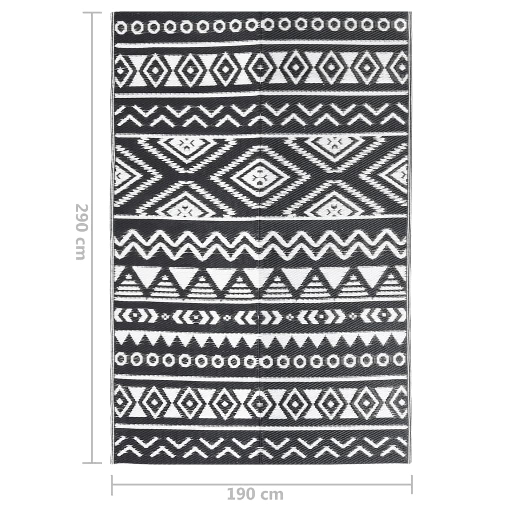 Buitenkleed Polypropeen Zwart 190 x 290 cm black pattern