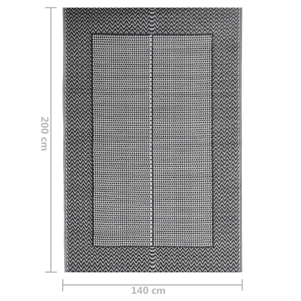 Buitenkleed Polypropeen 140 x 200 cm Zwart en grijs