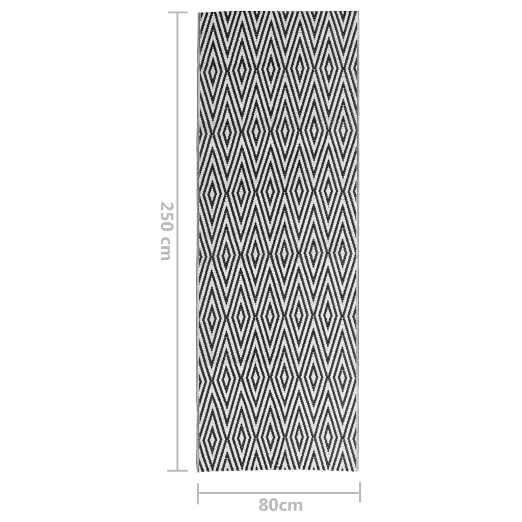 Buitenkleed 80X250 Cm Polypropeen Zwart 80 x 250 cm Wit en zwart