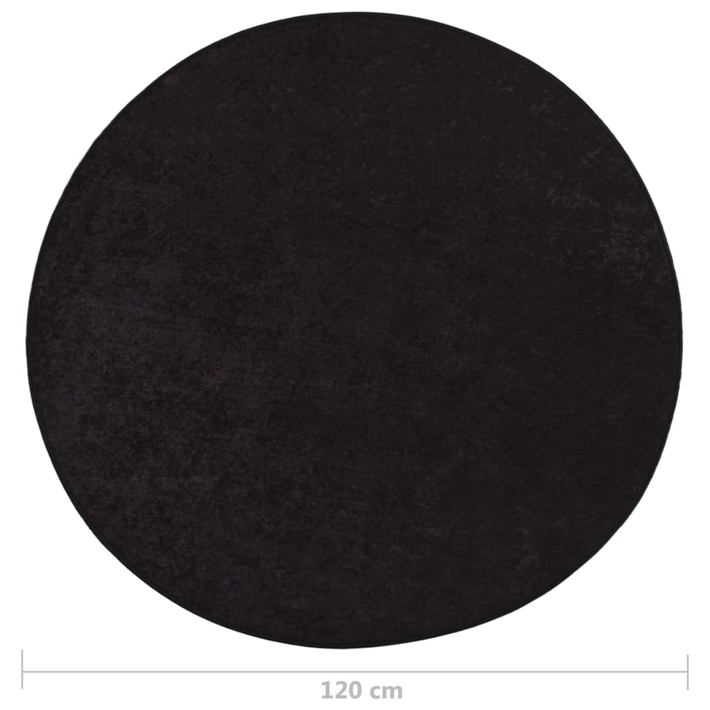 Vloerkleed Wasbaar Anti-Slip Ø120 Cm Kleurig Antraciet Ø 120 cm