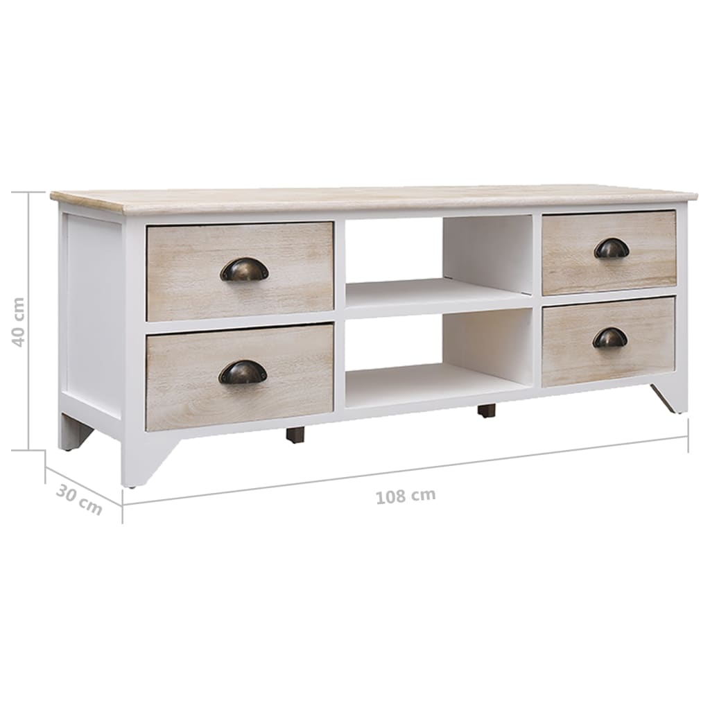 Tv-Meubel 08X30X40 Cm Massief Paulowniahout Lichthout
