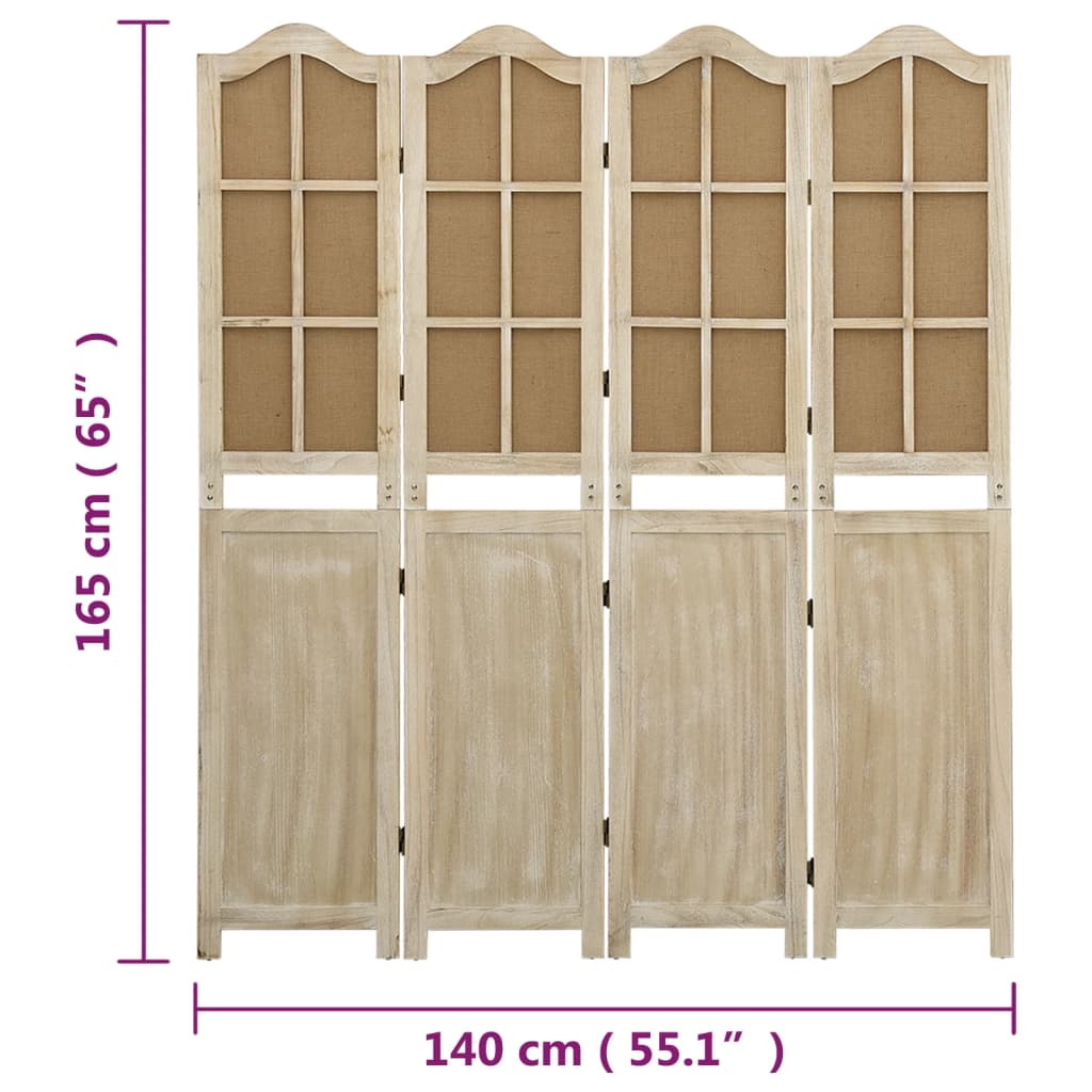 Kamerscherm Met 4 Panelen 140X165 Cm Stof Bruin