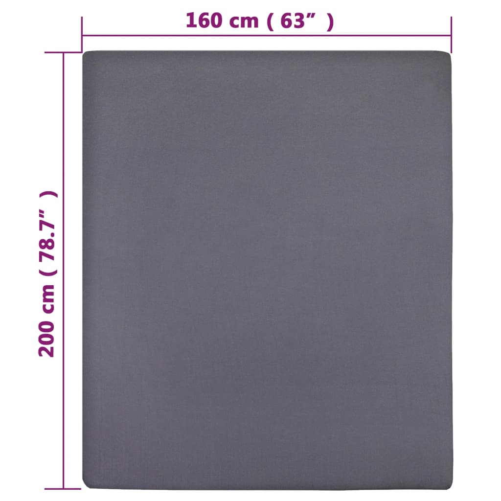 Hoeslaken Jersey Katoen Kleurig 1 160 x 200 cm Antraciet