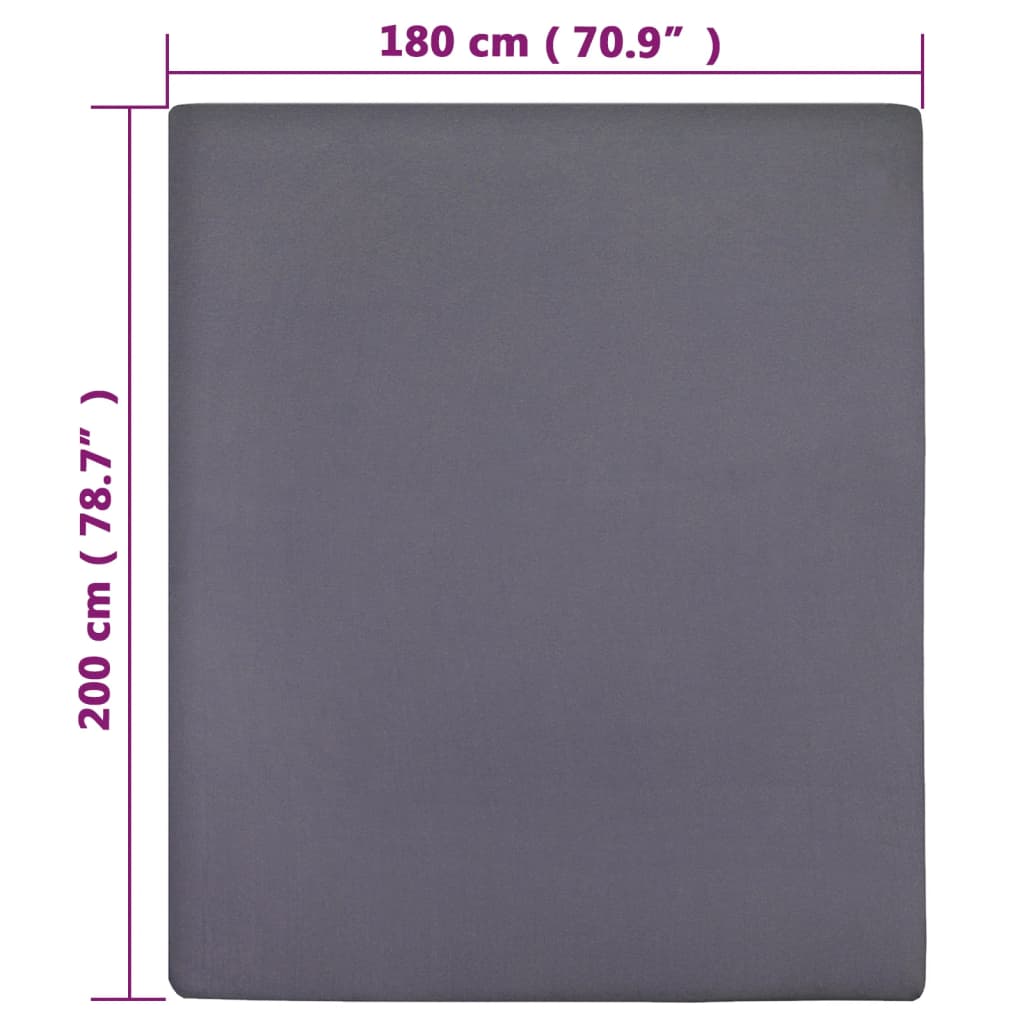 Hoeslaken Jersey 180X200 Cm Katoen Antracietkleurig 180 x 200 cm