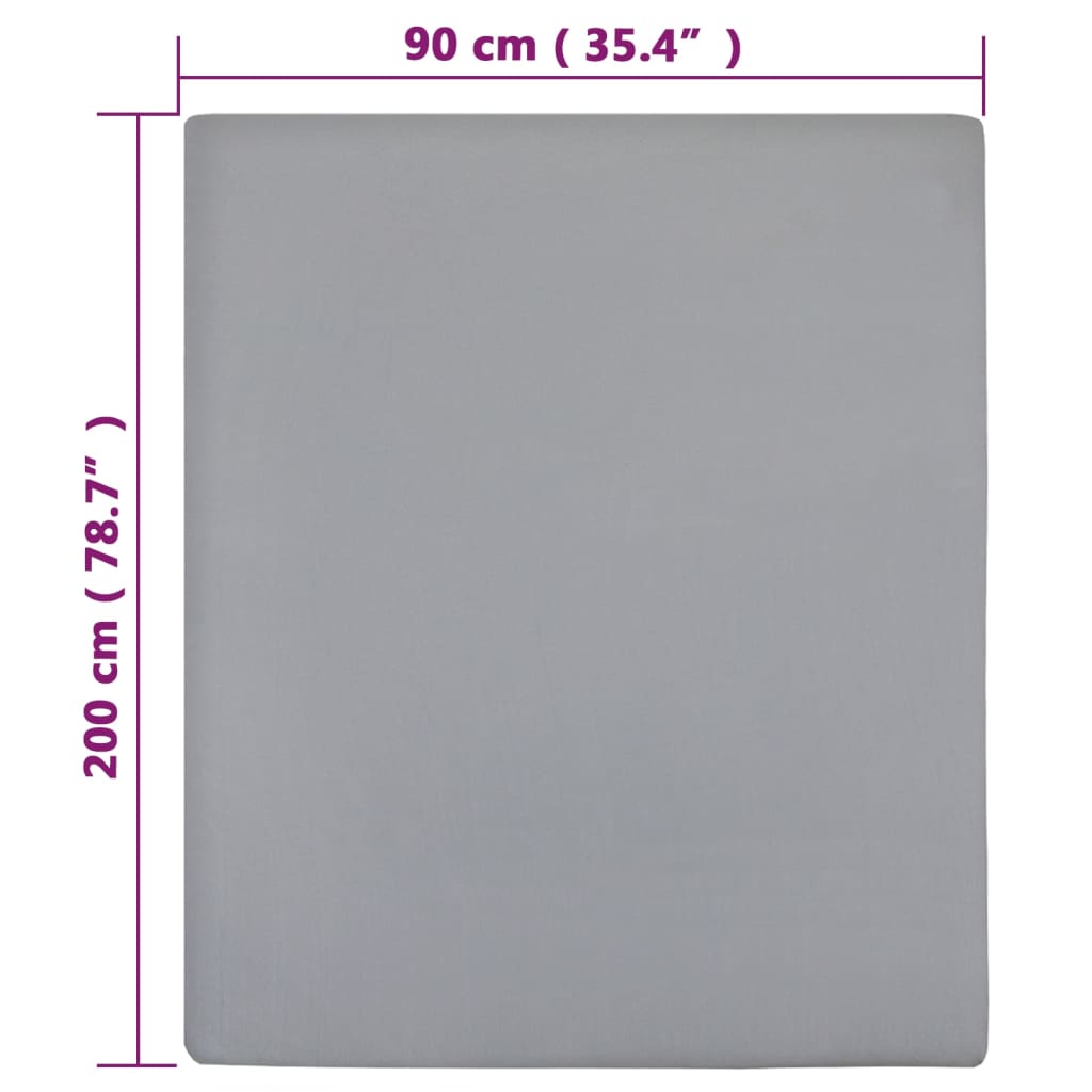 Hoeslaken Jersey Katoen 1 90 x 200 cm Grijs