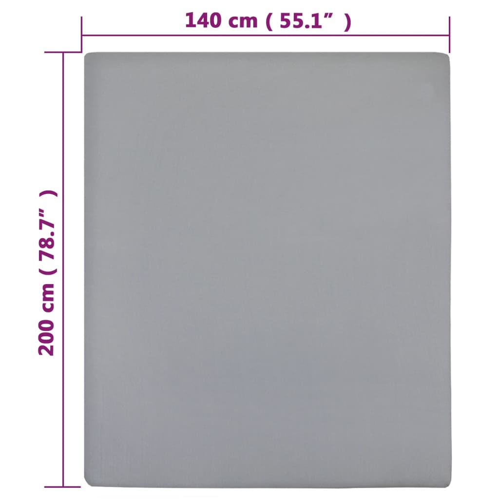 Hoeslaken Jersey Katoen 1 140 x 200 cm Grijs