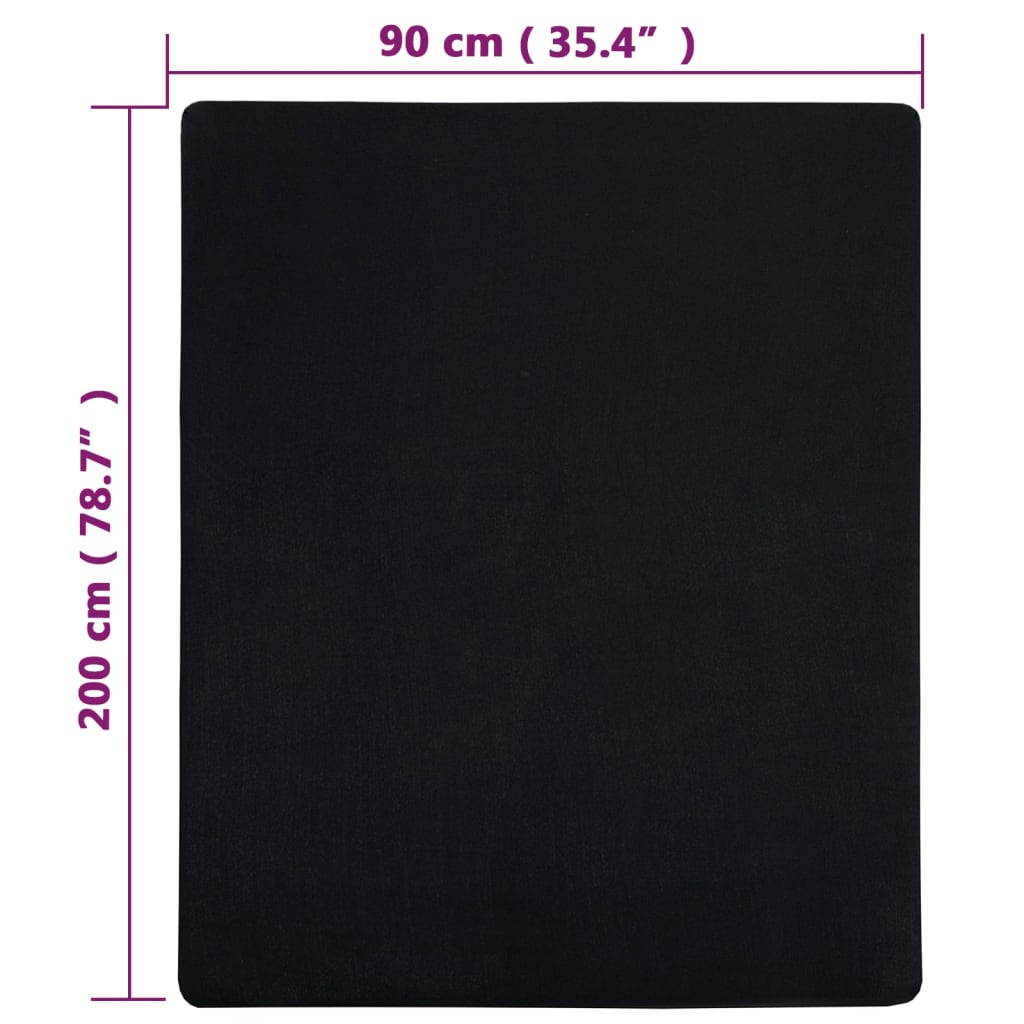 Hoeslaken Jersey Katoen 1 90 x 200 cm Zwart