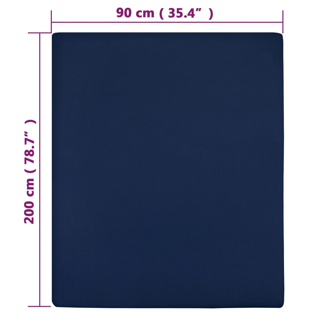 Hoeslakens 2 St Jersey 90X200 Cm Katoen Marineblauw 90 x 200 cm