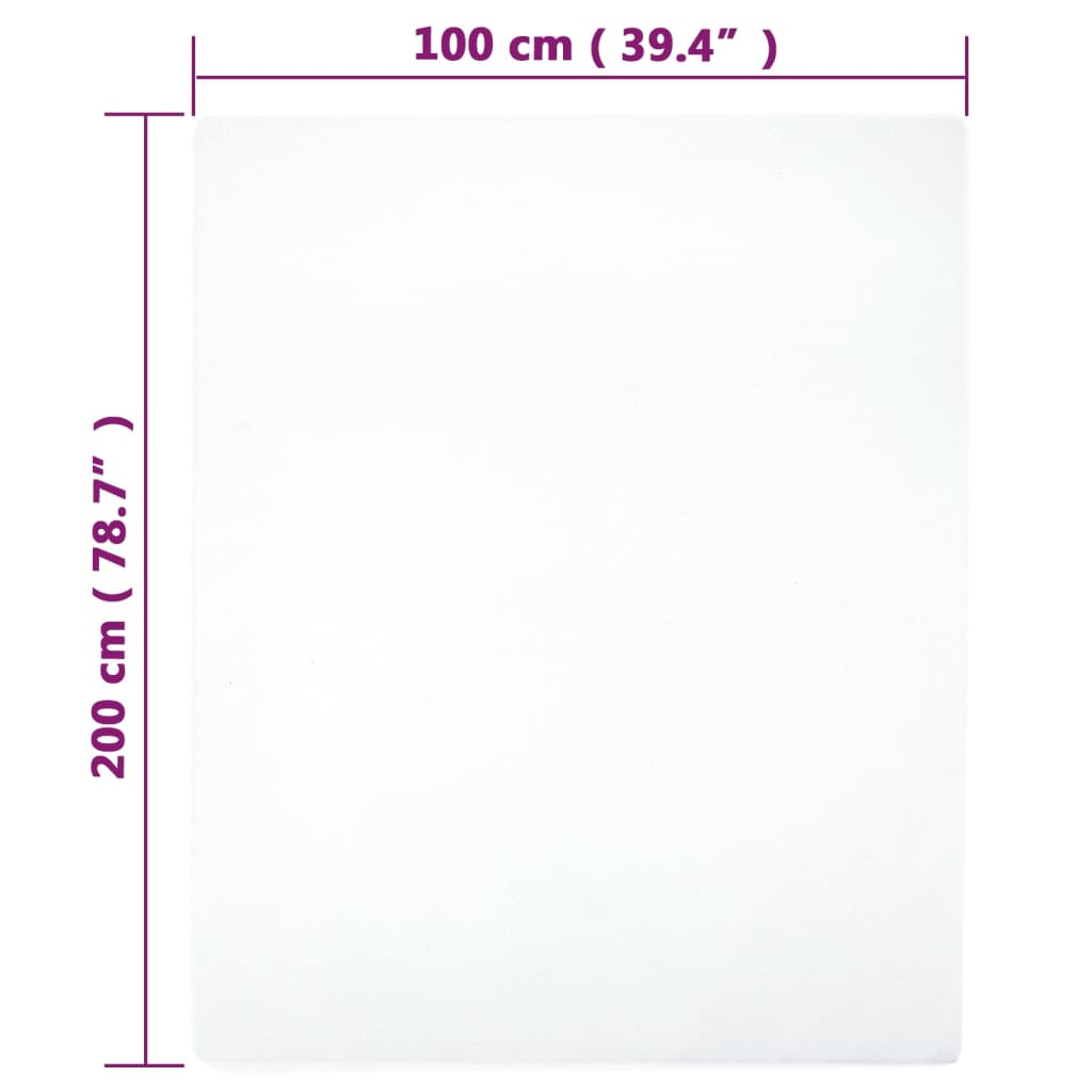 Hoeslakens Jersey 2 St 100X200 Cm Katoen Wit 100 x 200 cm