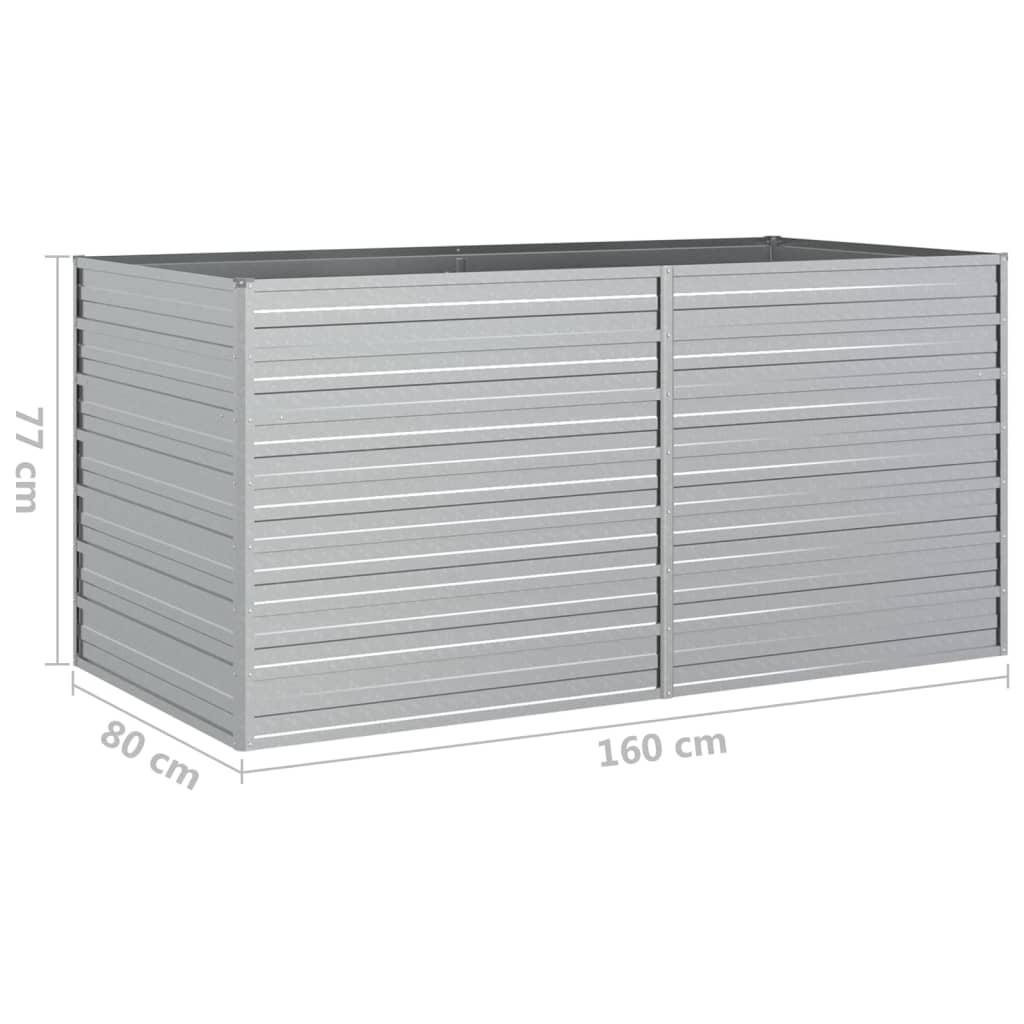 Plantenbak Verhoogd Gegalvaniseerd Staal Zilver 160 x 80 x 77 cm