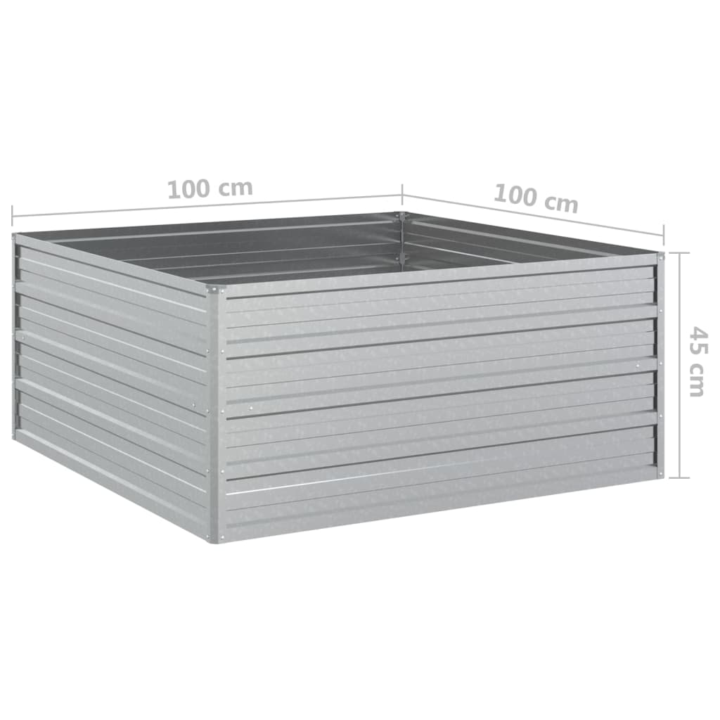 Plantenbak Verhoogd Gegalvaniseerd Staal Zilver 100 x 100 x 45 cm