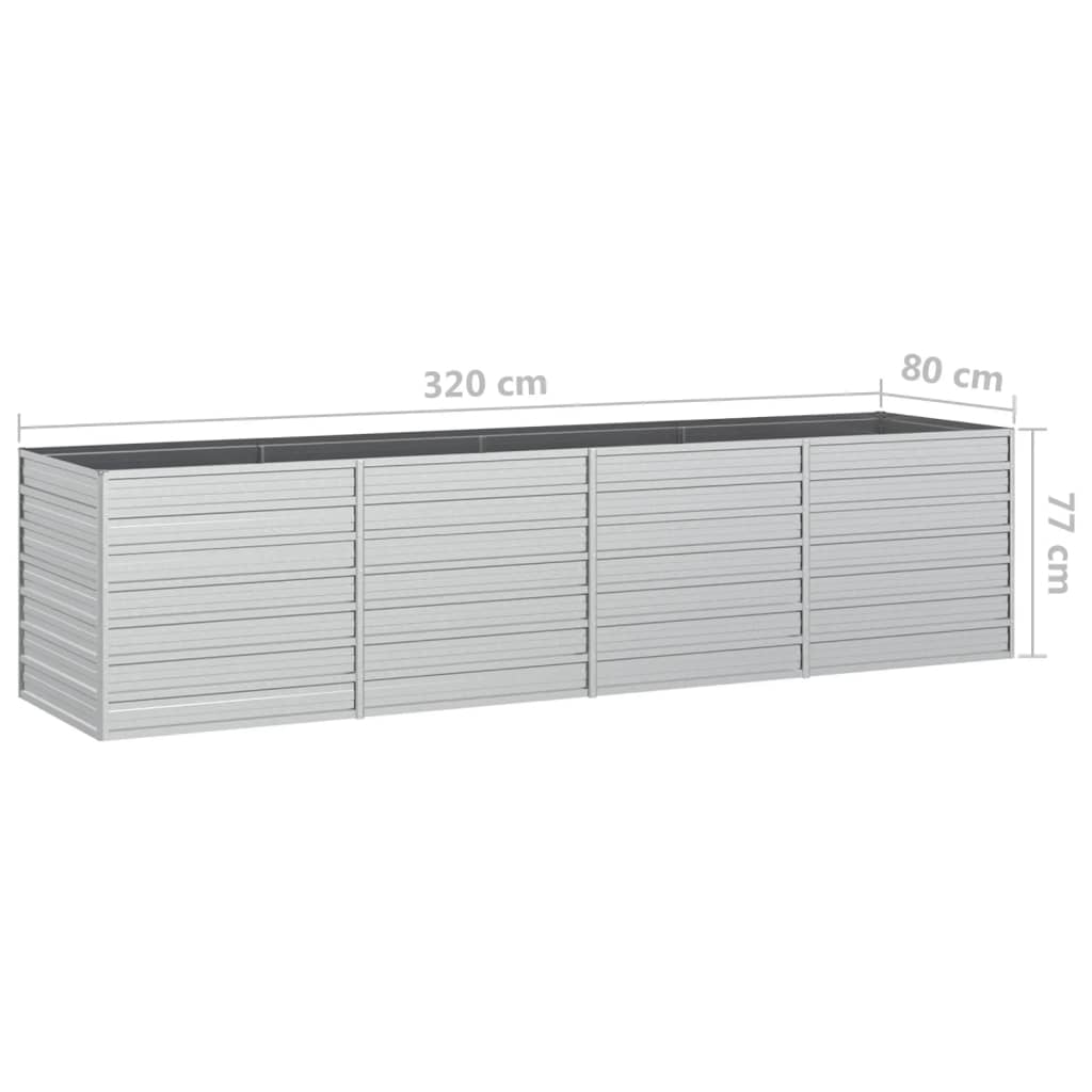Plantenbak Verhoogd Gegalvaniseerd Staal Zilver 320 x 80 x 77 cm