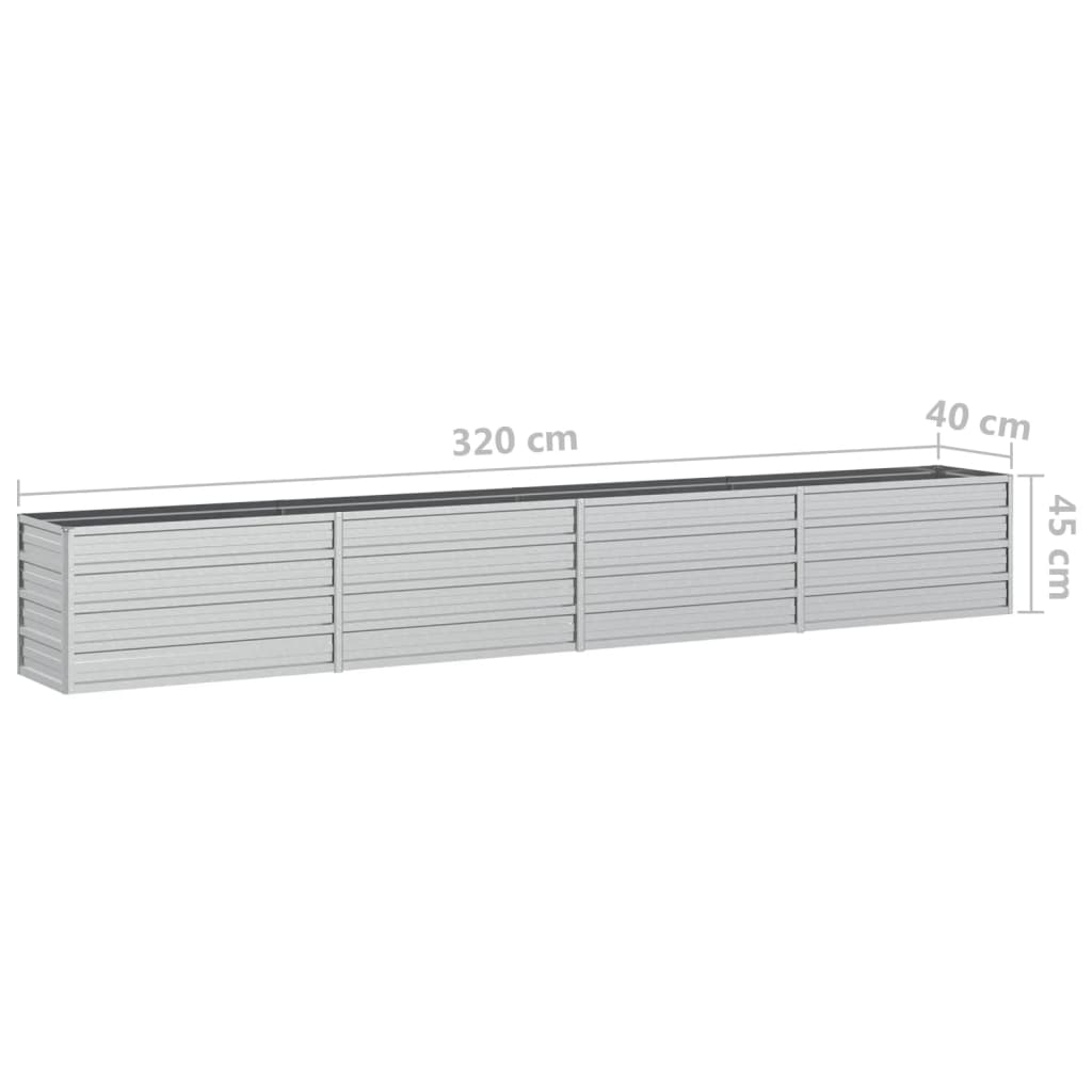 Plantenbak Verhoogd Gegalvaniseerd Staal Zilver 320 x 40 x 45 cm
