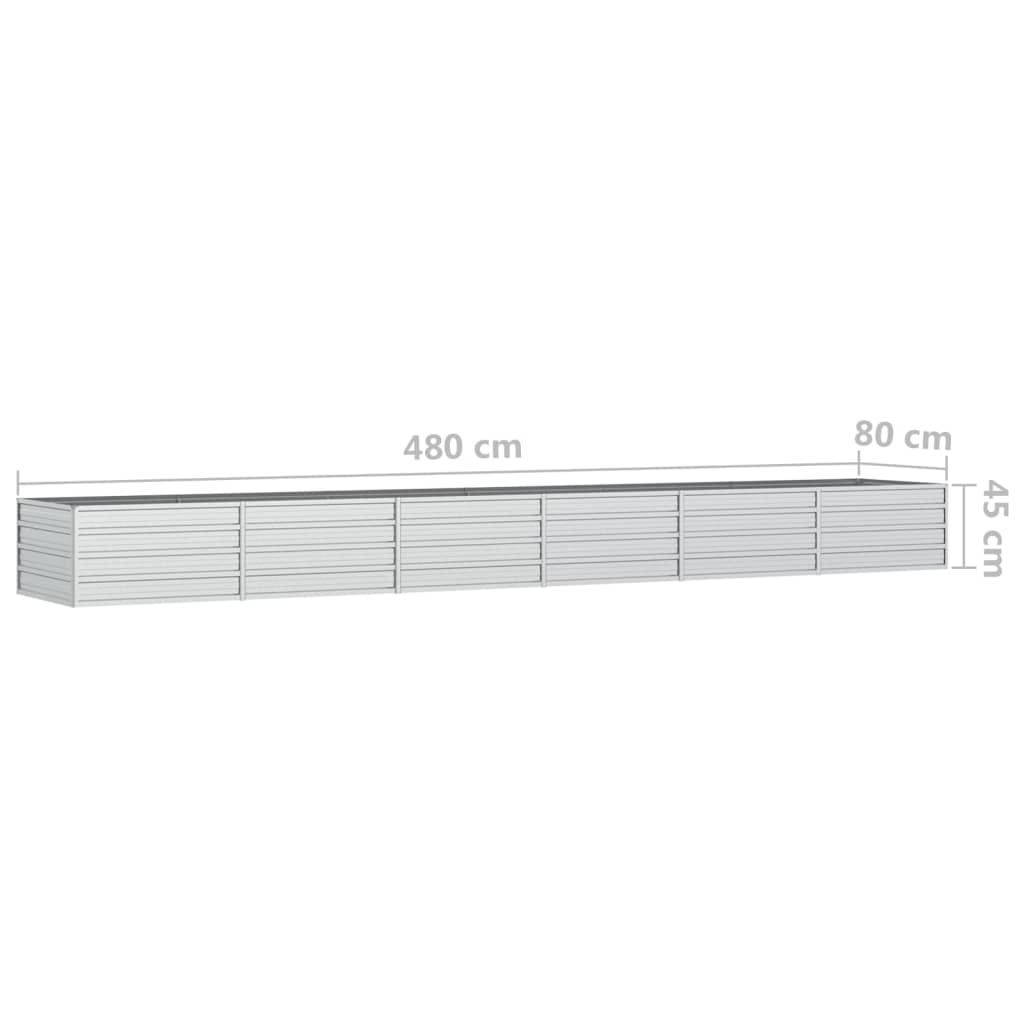 Plantenbak Verhoogd Gegalvaniseerd Staal Zilver 480 x 80 x 45 cm