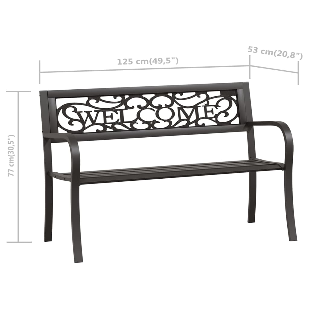 Tuinbank 125 cm staal zwart 1 125 cm Zwart