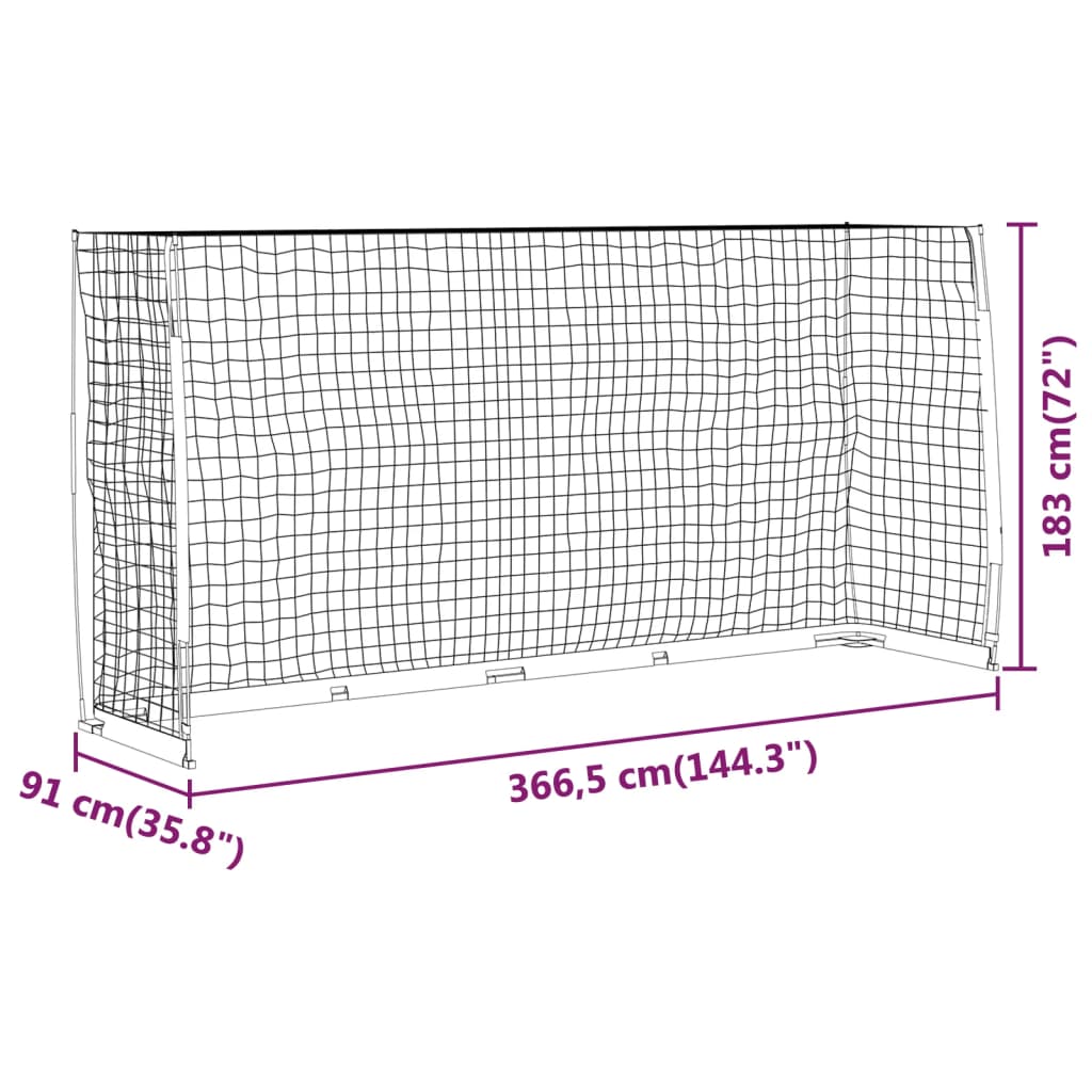 Voetbaldoel 366,5X9X83 Cm Staal 366.5 x 91 x 183 cm