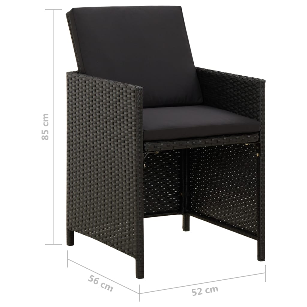 Tuinstoelen Met Kussens Poly Rattan Zwart
