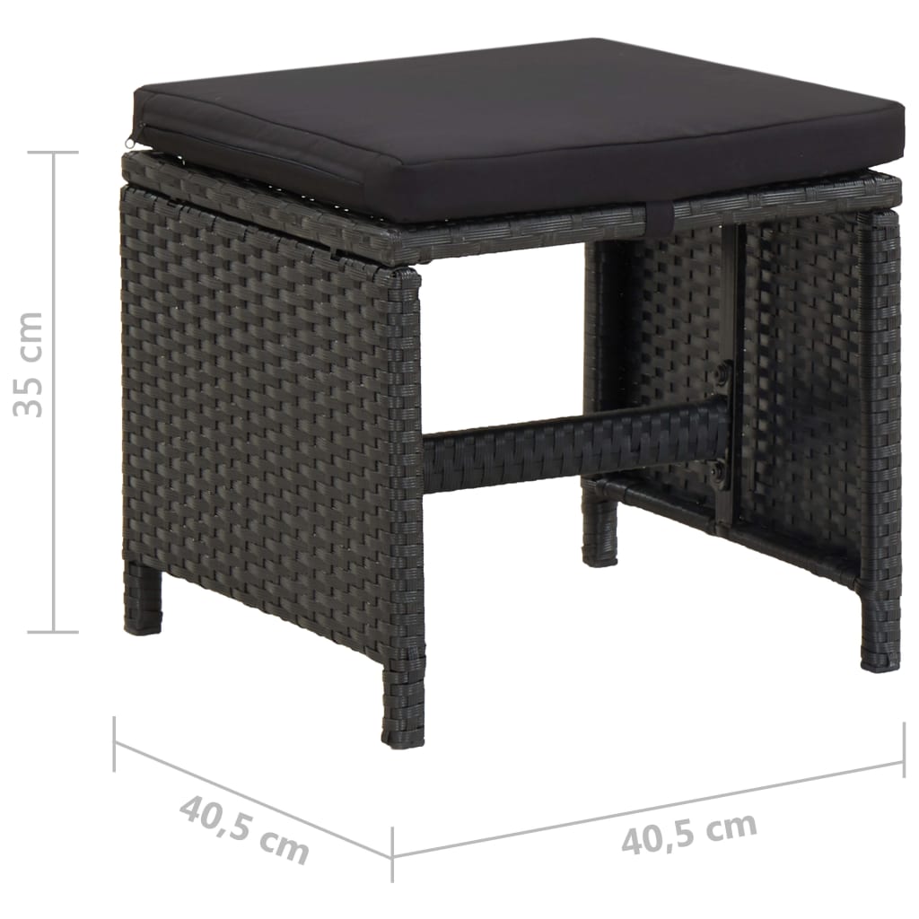 Tuinkrukken Met Kussens Poly Rattan Zwart