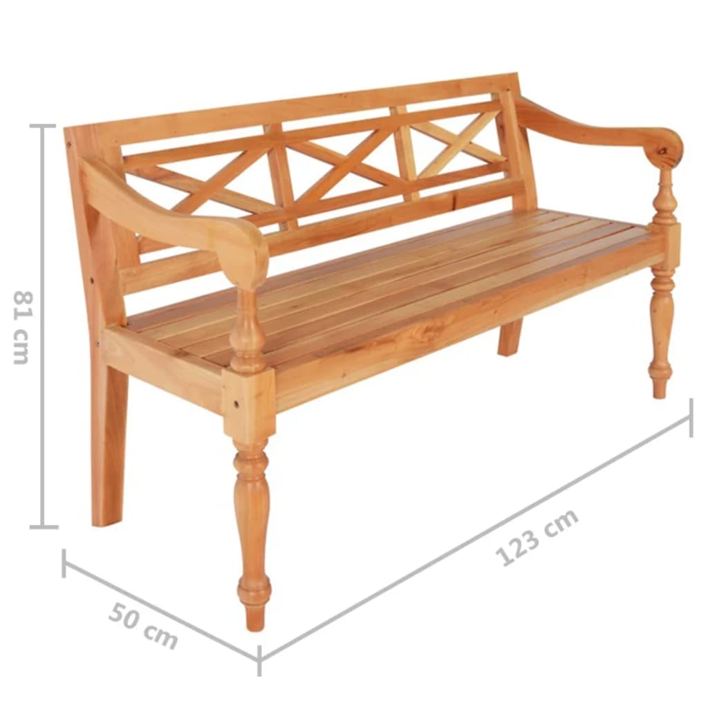 Bank Batavia Massief Mahoniehout 123 cm Lichtbruin