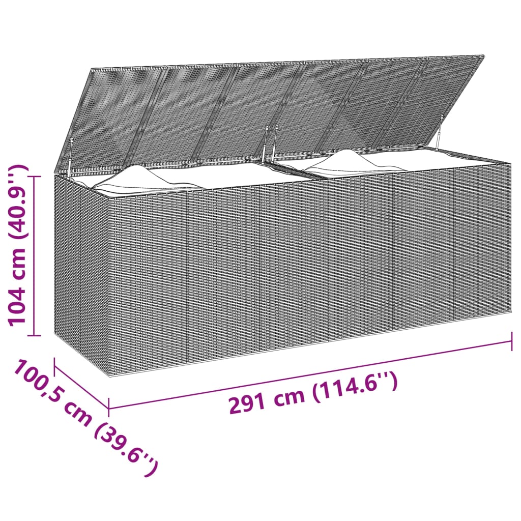 Tuinbox 291X100,5X104 Cm Polyetheen Rattan 291 x 100.5 x 104 cm Grijs