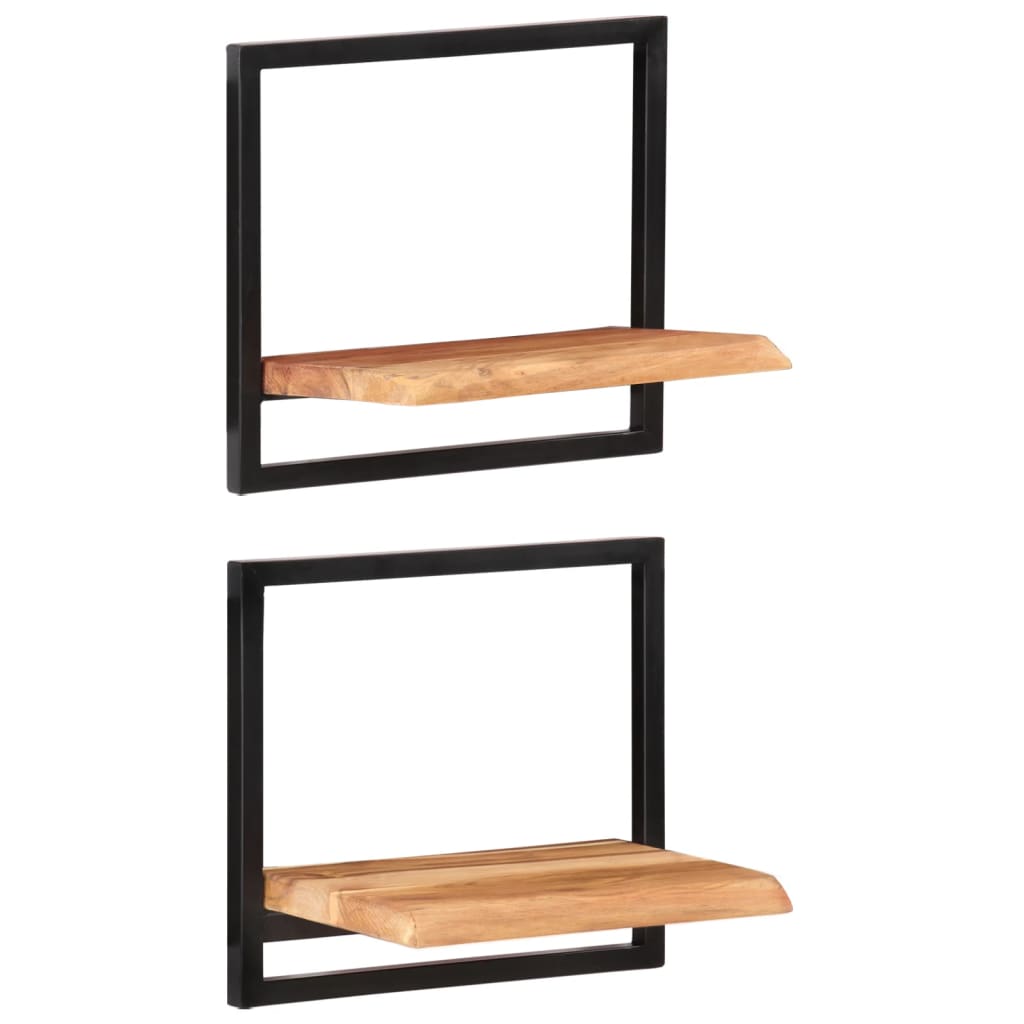 Wandschappen 2 st 40x24x35 cm massief acaciahout en staal 2 40 x 24 x 35 cm
