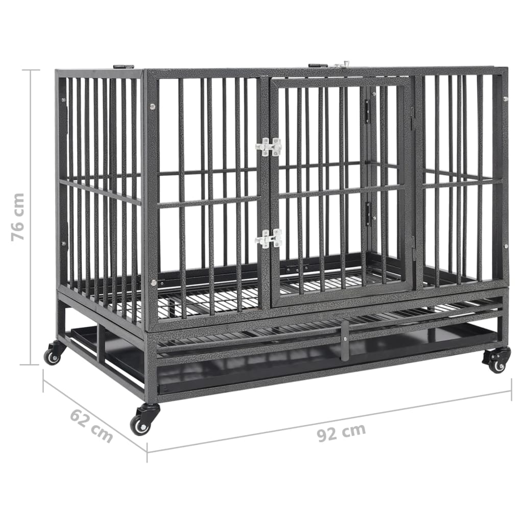 Hondenbench Met Wielen Staal 92 x 62 x 76 cm