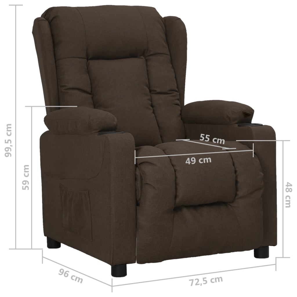 Fauteuil verstelbaar stof donkerbruin