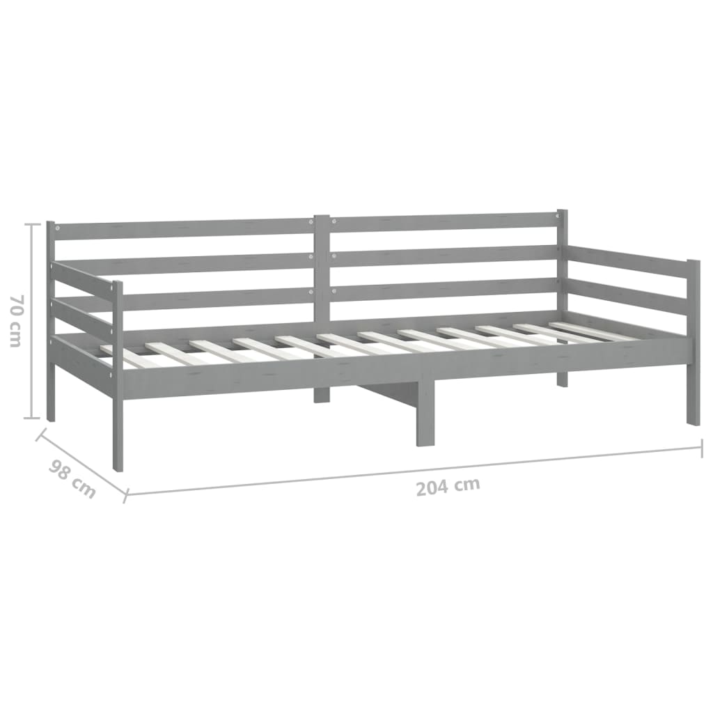 Slaapbank Met Matras Massief Grenenhout 90X200 Cm Grijs