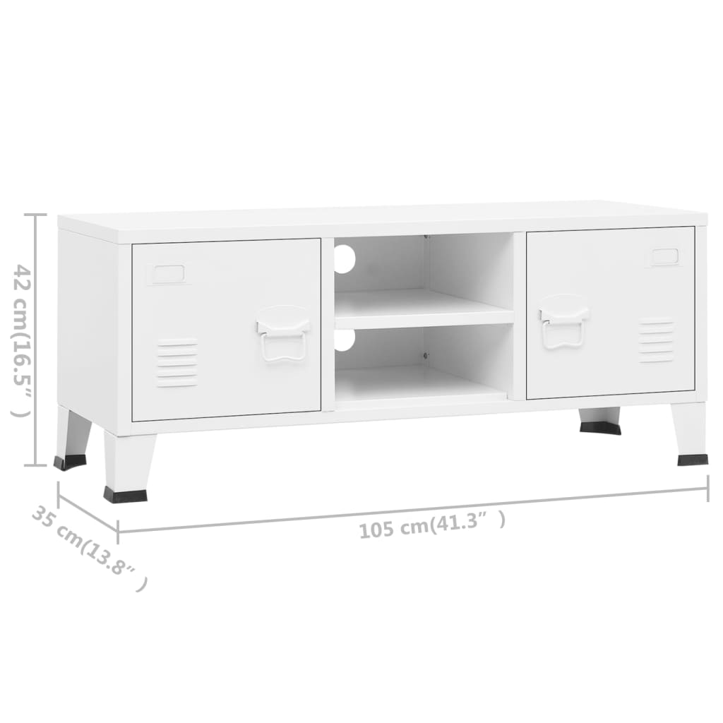 Tv-Meubel Industrieel 05X35X42 Cm Metaal Wit