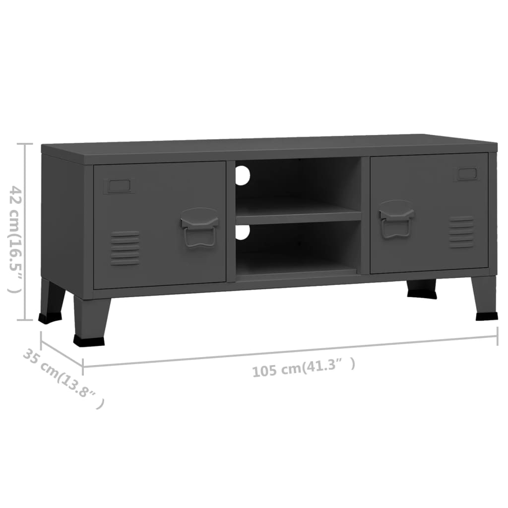 Tv-Meubel Industrieel 05X35X42 Cm Metaal Kleurig Antraciet