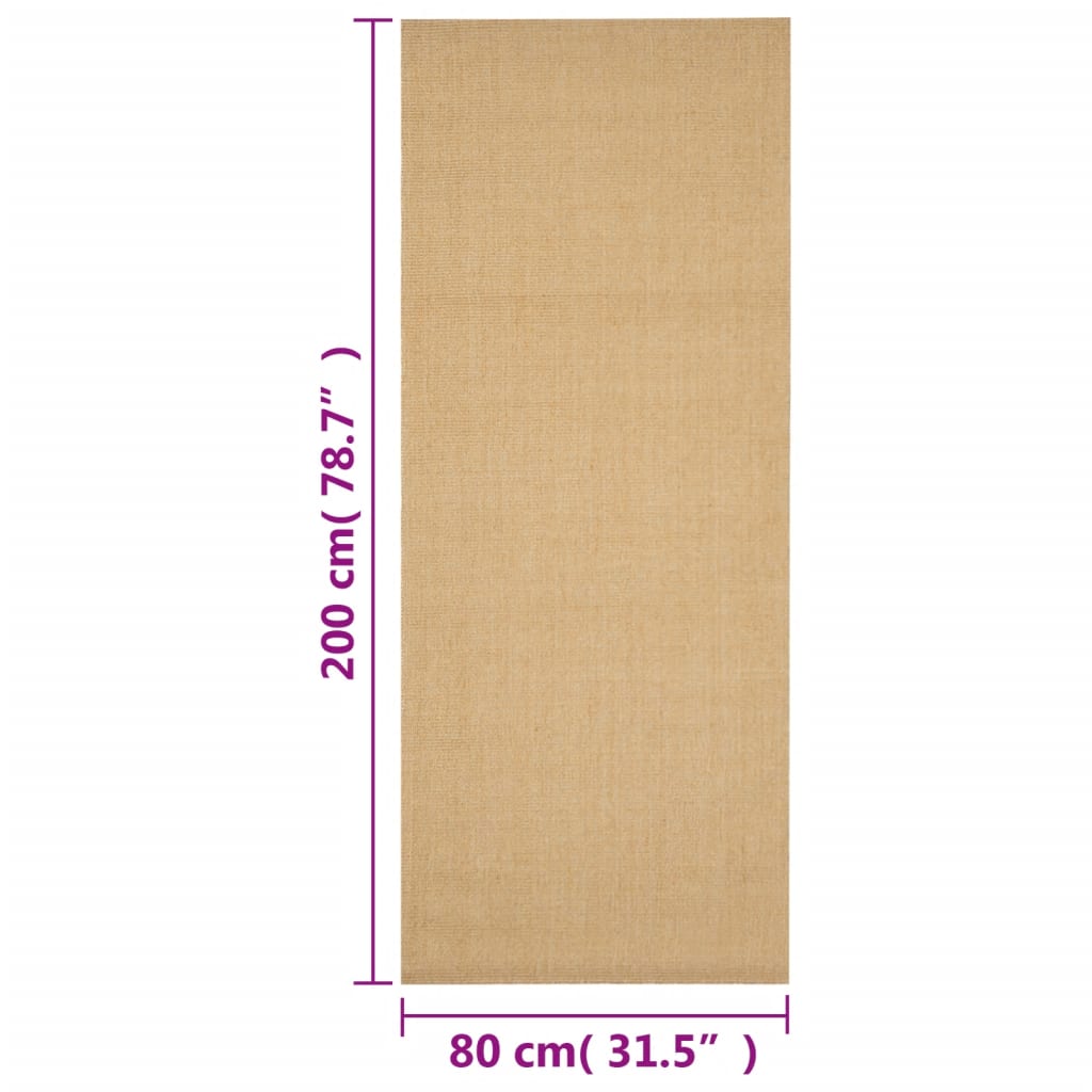 Vloerkleed Natuurlijk Sisal 80 x 200 cm Naturel