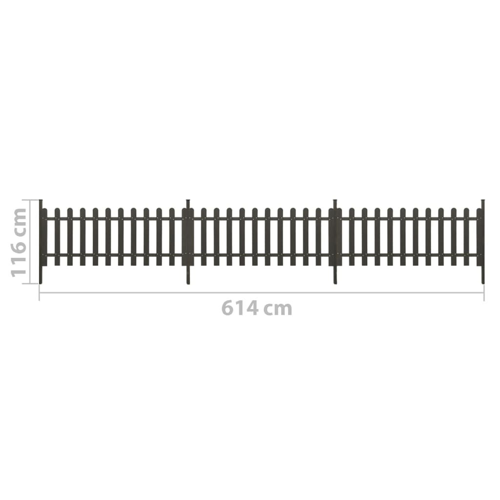 Hek met palen 3 st 614x80 cm HKC