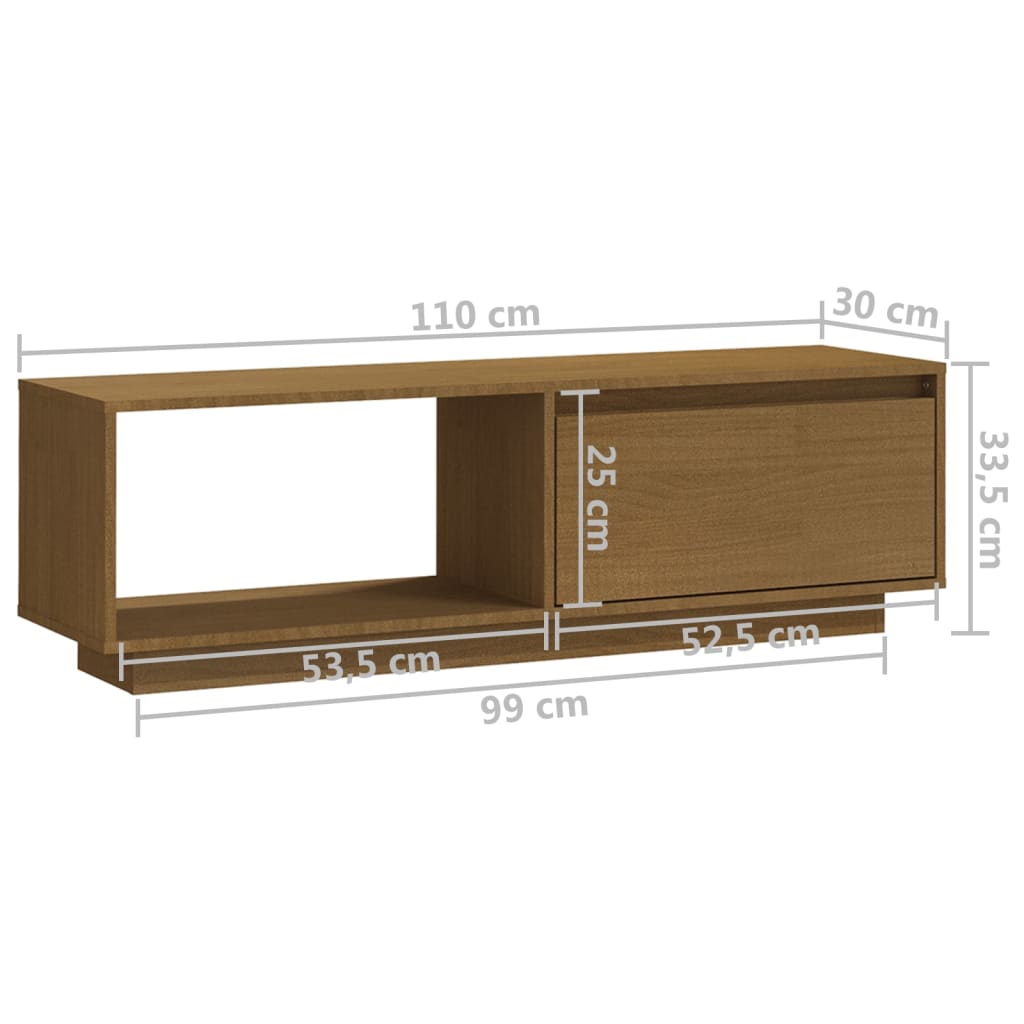 Tv-Meubel 0X30X33,5 Cm Massief Grenenhout Honingbruin